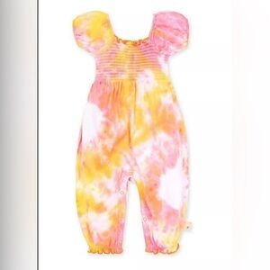 Burt's Bee's Tie Dye Smocked Romper Jumpsuit 6-9Months Boho Beach Hippie